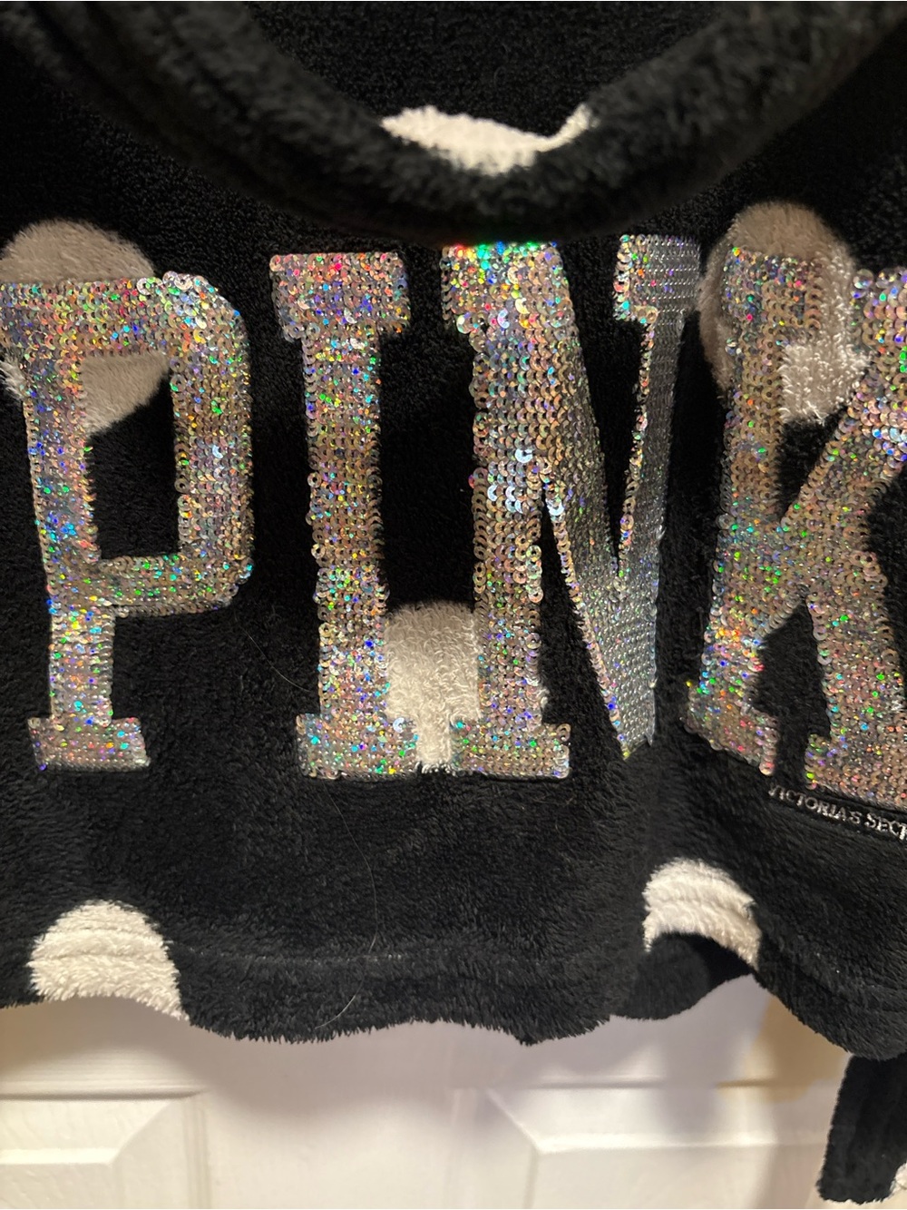 PINK Victoria's Secret Black Robe with White Polka Dots - Picture 4 of 4